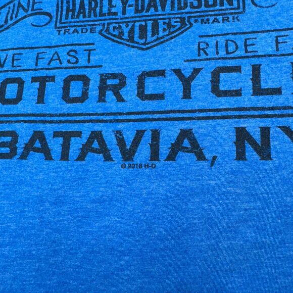 Harley Davidson Shirt‎ Men Medium Blue Stans Batavia New York Motorcycles Crew - Picture 11 of 16